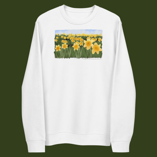 Daffodil artwork on an Eco Friendly Unisex Sweatshirt